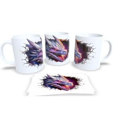 Imagem de Caneca Branca de Porcelana Personalizadas Coleção Arte em 3D (Dragrão 1)