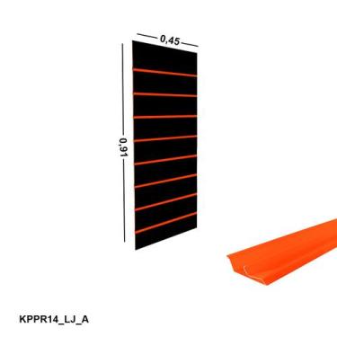 Imagem de Painel Canaletado Preto em Mdf 0,91 x 0,45m com Perfil Pvc Laranja - L