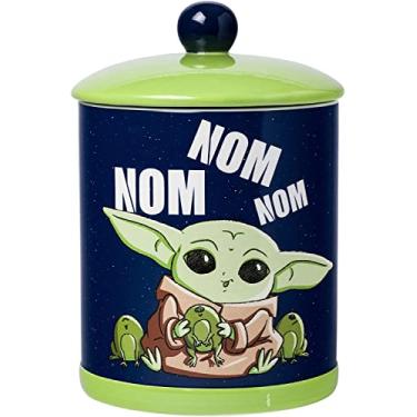 Imagem de Silver Buffalo Star Wars O Mandalorian Baby Yoda Grogu Nom A Criança Comendo Sapo Ovos Pote de Cerâmica Biscoito (PP)