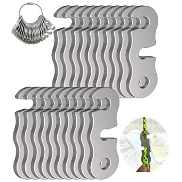 Imagem de NACETURE Tensor de corda de liga de alumínio para acampamento, barraca, cabo ajustador, equipamento de acampamento para acampamento, caminhada, mochilão, estacas ultraleves para tendas, tensionador, barraca, cordão, prata, pacote com 20