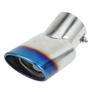 Imagem de INFINAUTO Ponta de escape curvada inclinada traseira 7,4 cm entrada 8,9 cm saída 16,3 cm comprimento tubo de escape para Land Rover Range Rover 02-10 aço inoxidável queimado azul parafuso on