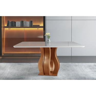 Imagem de Mesa 8 Lugares Tampo Vidro/MDF Sala de Jantar 135x135cm Nuance Yescasa