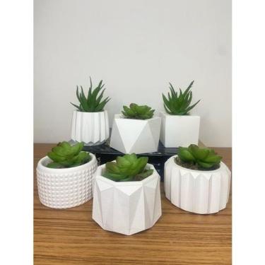 Imagem de Kit 6 Unidades Vasos de Gesso Texturizado para Suculentas, Cactus e Pl