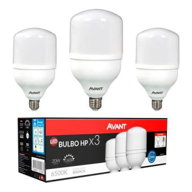 Imagem de Kit 3 Lâmpadas Led 20w Bulbo E27 6500k Branca Fria Avant, Bivolt
