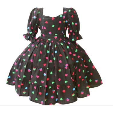 Imagem de Vestido Infantil E Juvenil Coração Preto Com Tiara - Pingo de Gente, A