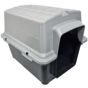 Imagem de Casa Casinha Cachorro Cães Plástico Raças Porte Pequeno 2 em 1 N4 Cinz