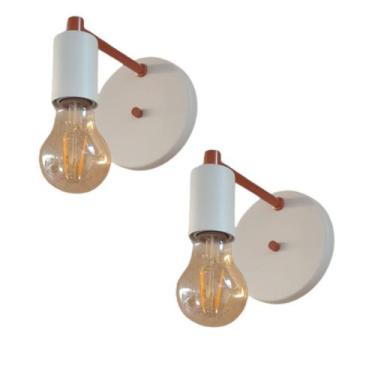Imagem de Kit 2 Arandelas Parede Industrial Vintage Luxo Branco/Cobre - Poli Luz