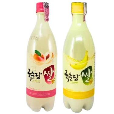 Imagem de Kit c/ 2 Vinhos de Arroz Coreano Makgeolli Pêssego e Banana 750ml