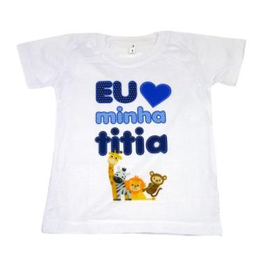 Imagem de Camiseta Branca Infantil Personalizada Titia Animais Selva - GMH Prod.