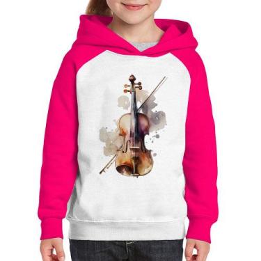Imagem de Moletom Infantil Violino - Foca na Moda, Branco, Rosa, 4