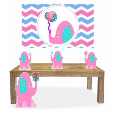 Imagem de Kit Display de chão totens Elefante Encantado 4 Pçs + Painel 150x100m 