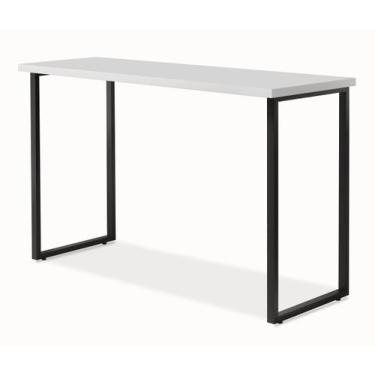 Imagem de mesa de estudo para quarto estilo industrial branco pé preto - Frausto