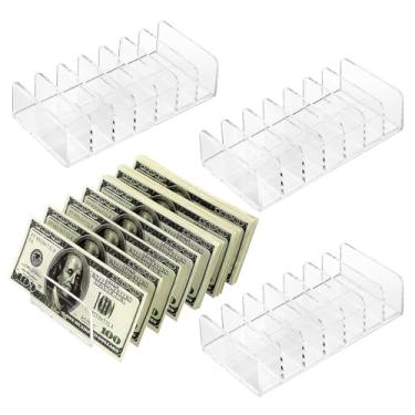 Imagem de Hipiwe Pacote com 4 pacotes de paleta de sombras, organizador de maquiagem com 7 compartimentos, organizador de arquivos e correio, suporte transparente para divisória de notas, acessórios cosméticos,