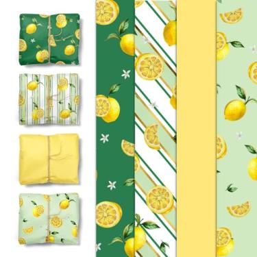 Imagem de Aobkiat 24 folhas de papel de seda limão para sacos de presente, amarelo verde limão padrão de embrulho para primavera verão aniversário chá de bebê festa embalagem de presente, 50 x 38 cm/folha