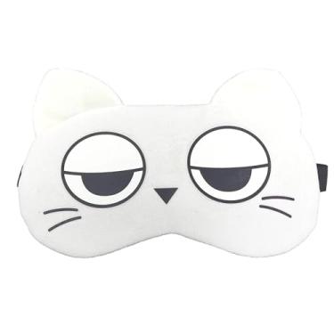 Imagem de Máscaras de Dormir Relaxante para os Olhos com Gel Térmico para Compressa Fria e Quente Reduz Olheiras Gatinho Rosa Laço Cansaço (Branco Sono MSK-07)