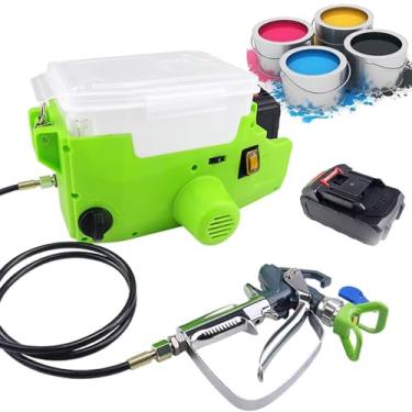 Imagem de Pulverizador De Tinta Sem Ar De Alta PressãO PortáTil, Pulverizador De Pintura Mural EléTrico Sem Fio (21v 5ah), 6 Velocidades AjustáVeis ​​- Capacidade De 1,7L, Para Tinta LáTex/Tinta