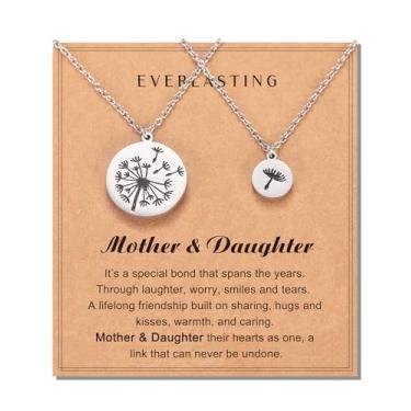 Imagem de Shonyin Conjunto de colar para mãe e filha para 2/3, colar de dente-de-leão combinando joias presentes para filhas, mães e mulheres Cinza