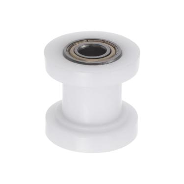 Imagem de HARFINGTON Tensor de polia de rolo de corrente 10 mm Nylon Tipo de ranhura deslizante de roda para mini motocicleta Dirt Bike ATV Go-Kart, branco
