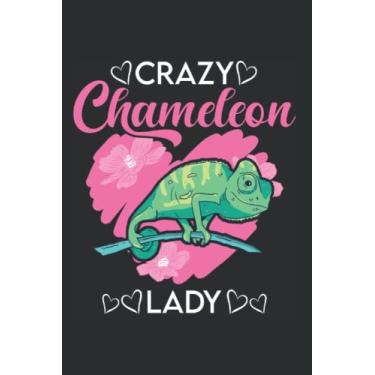 Imagem de Chamäleon Notizbuch: Verrückte Chamäleon Frau Crazy Chameleon lady / 6x9 Zoll / 120 karierte Seiten