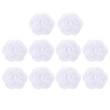 Imagem de PATIKIL 10 apliques de bordado de renda floral, bordado em 3D com aplique de organza para roupas, vestido de casamento, faça você mesmo, artesanato, branco
