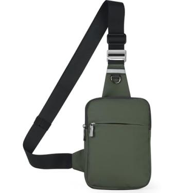 Imagem de Keanoo Mini bolsa tiracolo para mulheres e homens, bolsa tiracolo bolsa de peito bolso duplo RFID bolsa para celular viagem corrida caminhada (verde), Verde