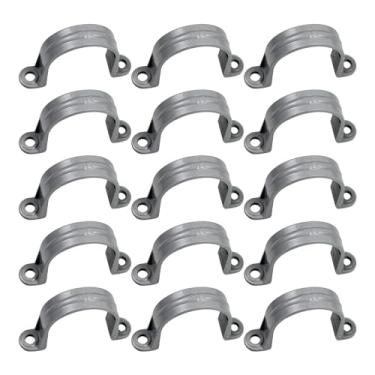 Imagem de PDETVEO 15 peças de tiras de tubo de PVC de 3,8 cm, braçadeiras de plástico, suportes de suporte de tubo de 2 furos para água, conduíte elétrico, cabo, mangueira