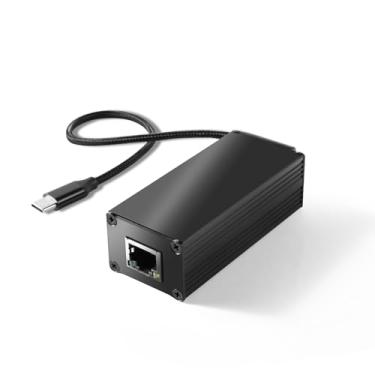Imagem de REVODATA Conversor de driver Gigabit PoE para USB-C de 25W para telefone/tablet, saída de energia PoE para tipo-C com adaptador Ethernet, saída adaptável 5V/9V/12V/15V/20V, banda larga com fio e