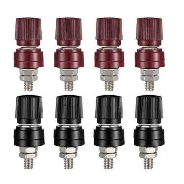 Imagem de Rebower JR2068 Bloco terminal de mola de borne de encadernação diâmetro rosqueado para alto-falante, caixa de bateria, subwoofer, 8 peças