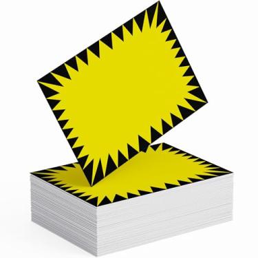 Imagem de Embalagem com placa amarela de varejo Genius Price Burst 60. Promova as vendas com etiquetas de exibição brilhantes. Cartas duráveis, fáceis de escrever em estrelas são para quintal, propriedade e garagem venda, arrecadação de fundos, loja, mercado de negócios e pulgas.