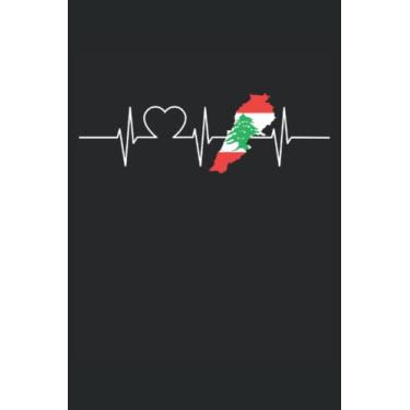 Imagem de Libanon Herzschlag EKG Heartbeat Libanon Notizbuch 6x9 (ca. A5) 120 Seiten liniert: Libanon Herzschlag EKG Heartbeat Libanon Notizbuch 120 Seiten liniert fürs Büro, Schule und Uni oder Universität