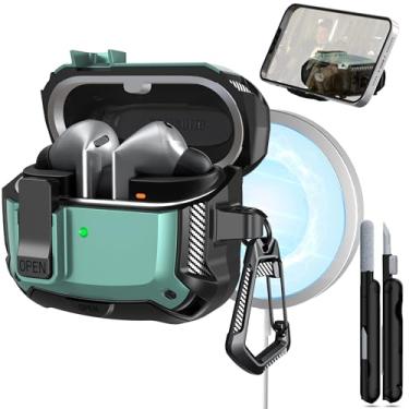 Imagem de RFUNGUANGO Compatível com Samsung Galaxy Buds3/Galaxy Buds3 Pro (2024), capa de fone de ouvido à prova de quedas de grau militar com fivela de caminhada e kit de limpeza, também com suporte de