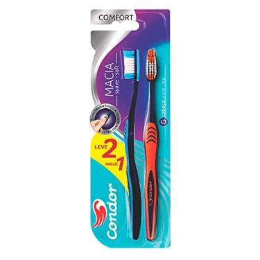Imagem de Condor, Escova de Dente Comfort Brasil, Cabeça G, Cerdas Macias, Com Limpador de Língua, Leve 2 Pague 1