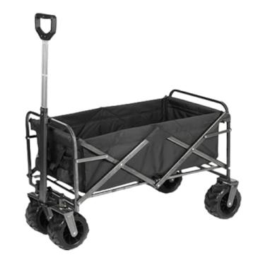 Imagem de carroça Carrinho de vagão durável com rodas vagão utilitário dobrável para compras portátil vagão utilitário de grande capacidade com putter dobrável