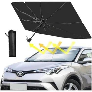 Imagem de Protetor de Sol para Carro Para-brisa, Quebra Sol Portátil, Proteção UV Térmica, Tapa Sol Dobrável Preto, Isolamento Térmico Retrátil, Ideal para Praticidade no Dia a Dia