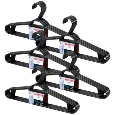 Imagem de Cabides Kit 25 Unid Adulto Preto Reforçado Até 3,2kg Sanremo