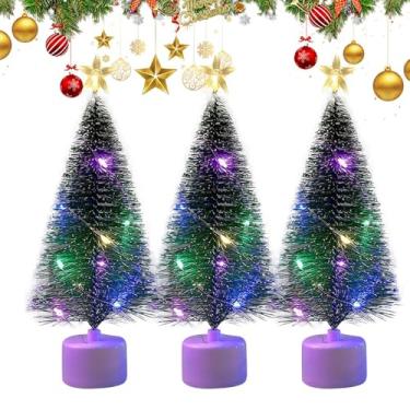 Imagem de Árvore de Natal para mesa, pequenas luzes de árvore de Natal - Árvore de Natal LED enfeites de mesa de 3 peças - Pequenos suprimentos de Natal, decoração aconchegante para sala de estar e mesa