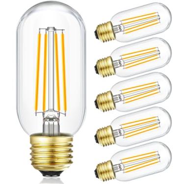 Imagem de Leools Lâmpada Led E26 8W Equivalente Lâmpada Led E26 75 Watts Regulável Lâmpada Edison E26 Ac120V 750Lm Lâmpada Led Tubular T14 Para Pendente, Sputnik, Penteadeira, Lustres Pacote Com 6 (8W=75W 300