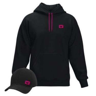 Imagem de Moletom Modelo Canguru Com Capuz + Boné Aba Curva Masculino e Feminino Estilo Relaxado-Masculino