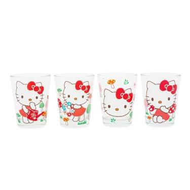 Imagem de Copos de shot Sanrio Hello Kitty Mushrooms Mini Whisky, Conjunto de 4 | Utensílios de bar caseiros para bebidas alcoólicas, expresso e bebidas | Cada um comporta 59 ml