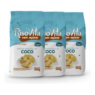 Imagem de Kit Mistura P/Bolo De Coco 300gr 3 Un Sem Açucar Sem Glutén