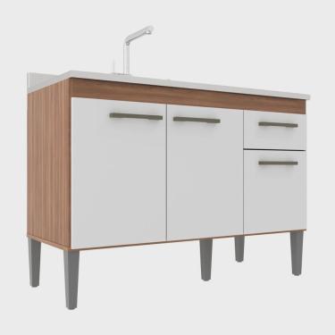 Imagem de Balcão de Pia 120cm Realeza 3 Portas e 1 Gaveta