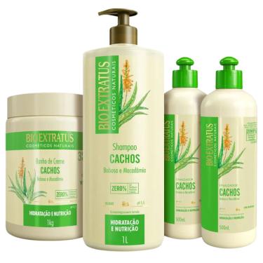 Imagem de Kit Bio Extratus Cachos (1L/Kg) Shampoo + Banho de Creme e Finalizador