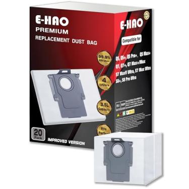 Imagem de E-HAO Pacote com 20 sacos de pó descartáveis de substituição para Roborock S8 Pro Ultra, S8+, S7 Max/MaxV Ultra, Q8/Q7/Q5 Max+, Q5 Pro+, Q7+, Q5+ Model