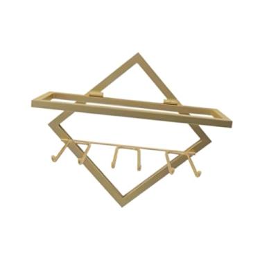 Imagem de IEUDNS Wine Stand Rack de vinho de 2 namas montadas na parede Modern com ganchos grandes gancho de vinho de armazenamento de vinho para sala de cozinha sala, Ouro