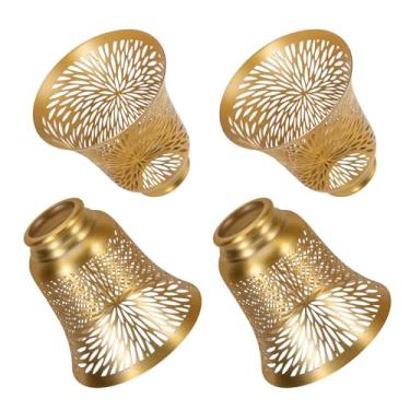 Imagem de Globos de substituição para ventilador de teto, pacote com 4 globos de substituição de luminárias de crisântemo com ajuste de 3,5 cm, ALUCSET 11,4 cm de altura, 11,4 cm de diâmetro, capa de metal para