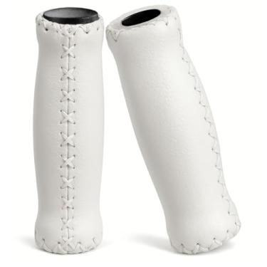 Imagem de CyclingDeal Punhos para guidão de bicicleta de montanha - Pegas para guidão de bicicleta MTB Ótimo para Beach Cruiser - Vinil grosso acolchoado macio 125 mm de qualidade - Branco