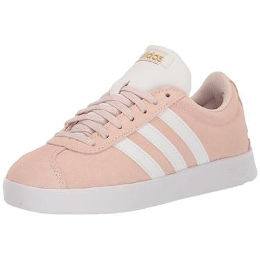 Imagem de adidas Tênis de skate feminino Vl Court 2.0 Lifestyle Skate Suede, Quartzo maravilha/branco/dourado metálico, 5.5
