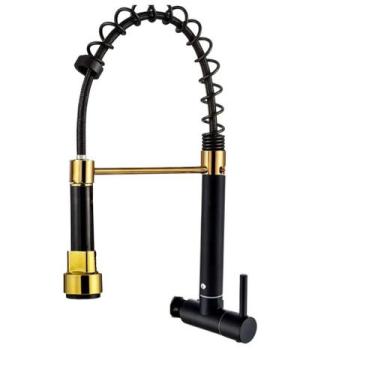 Imagem de Torneira Cozinha Gourmet Inox Luxo - oem, AGUA FRIA PAREDE PRETO DOURA
