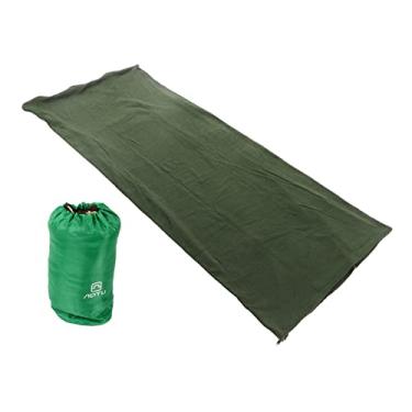 Imagem de plplaaoo Saco de dormir de lã para adultos, portátil, quente, viagem, acampamento, caminhada, escalada com forro de lã amigável à pele e design multiuso (verde militar)