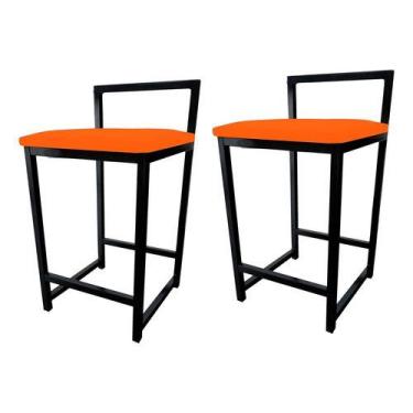 Imagem de Kit 2 Banqueta Baixa Quadrada Industrial Cozinha Balcão Bar - Moveraço